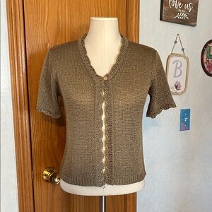 Sag Harbor Olive Green Knit Cardigan - Size XS